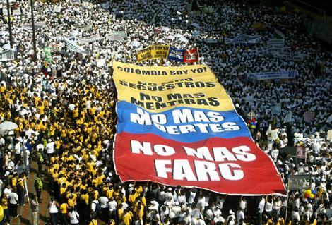 "No more FARC": Colombian protesters fill the streets of Cali.