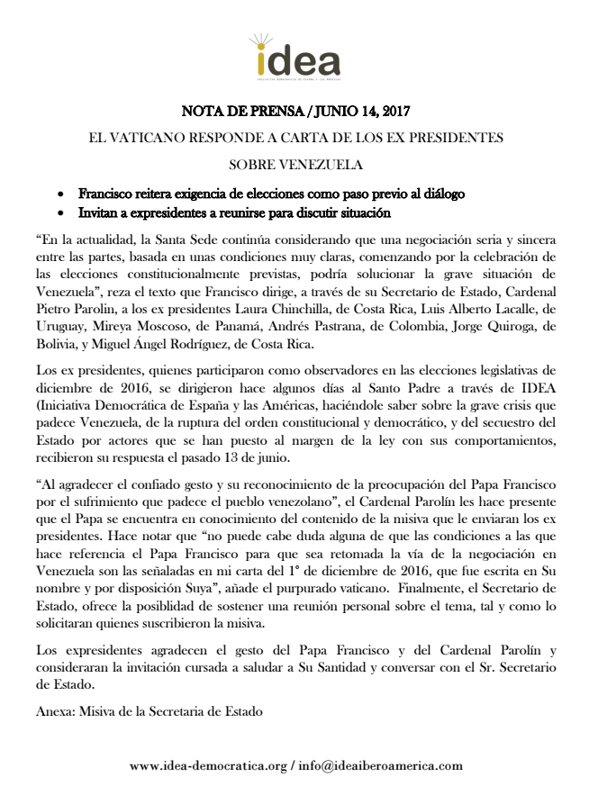 Carta IDEA Vaticano