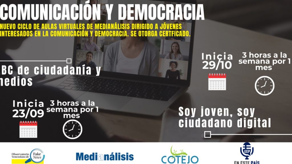 Medianálisis invita a jóvenes a dos actividades formativas virtuales sobre comunicación y democracia