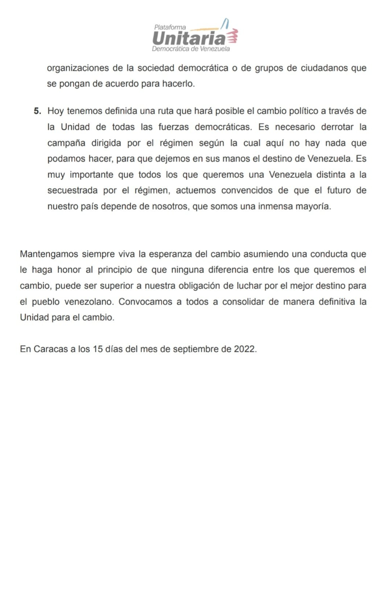 Plataforma Unitaria abre postulaciones para escoger a comisión que ...