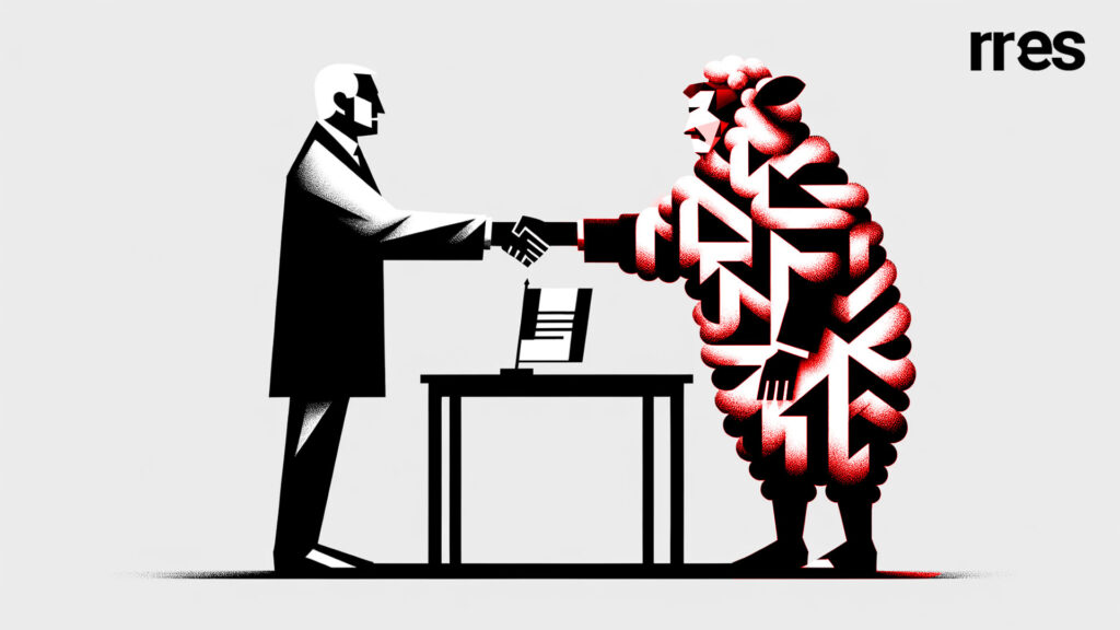 Acuerdos políticos de ayer y de hoy, por Eddie A. Ramírez S. Imagen generada por IA-Dalle (Interv. por Runrunes).