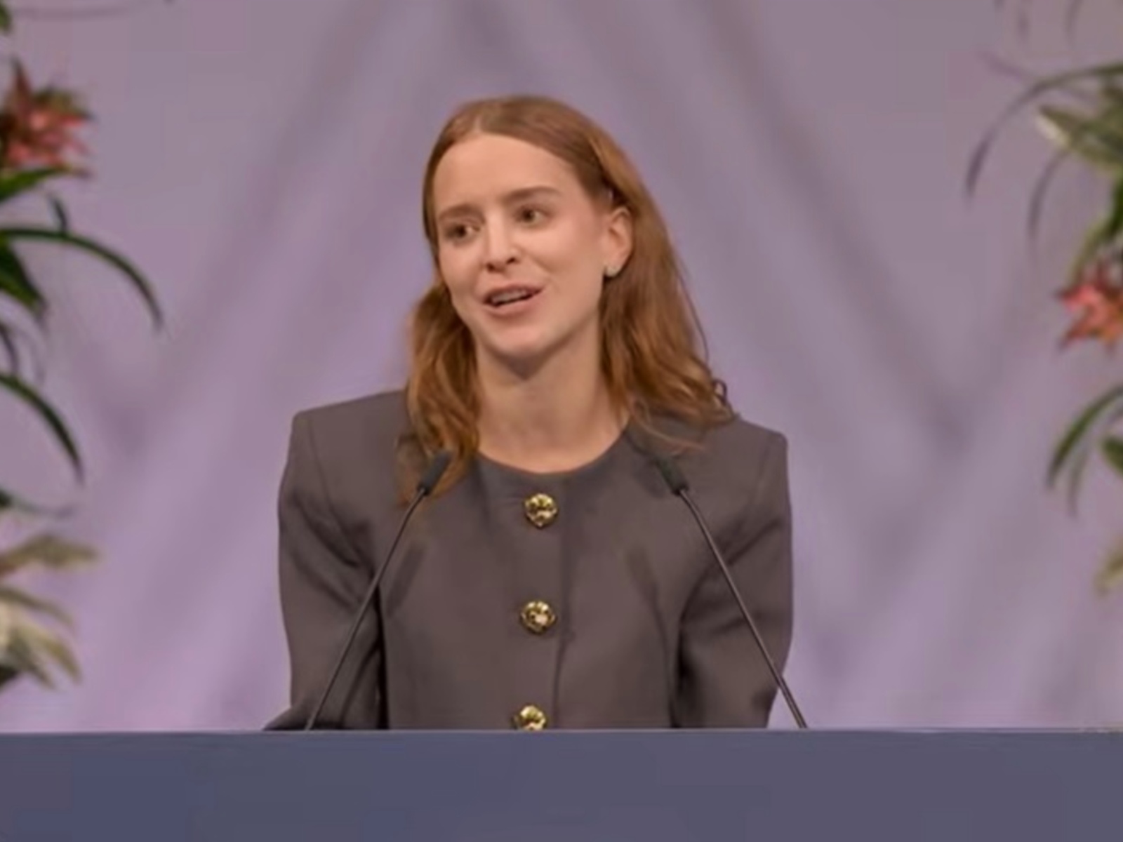 Ana Corina Sosa, hija de María Corina Machado, durante discurso de aceptación del Nobel