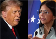 Delcy Rodríguez y Donald Trump