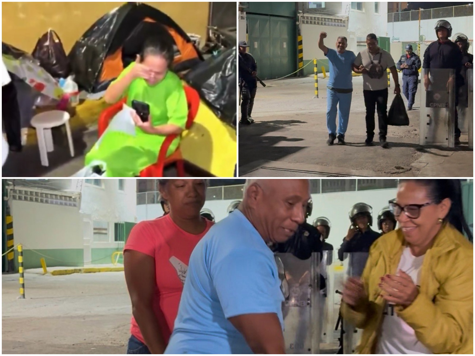 Imágenes de la excarcelación en Zona 7 la madrugada del 14 de febrero