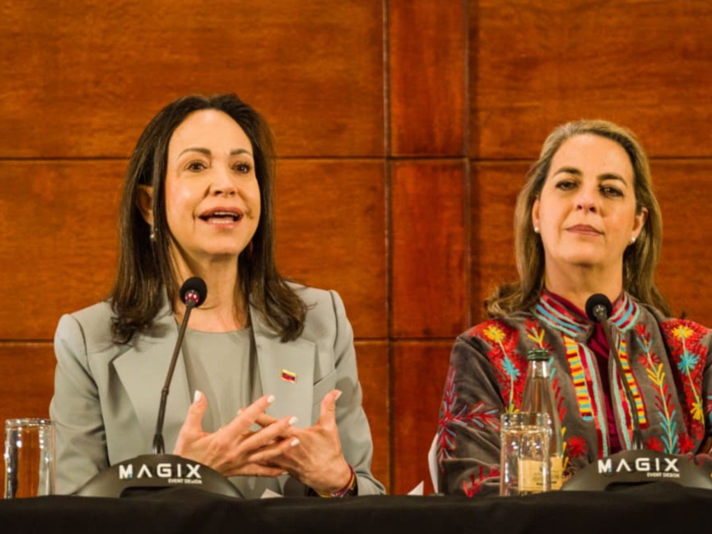 María Corina Machado, rueda de prensa en Chile