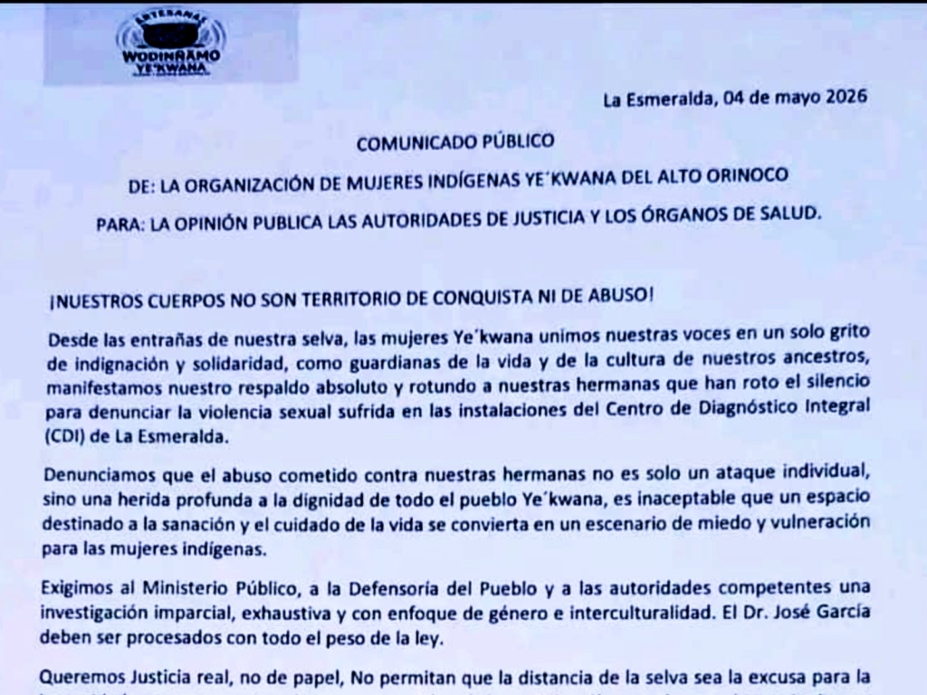Mujeres yekuanas denuncian abusos sexuales