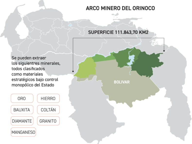 Mapa del Arco Minero del Orinoco