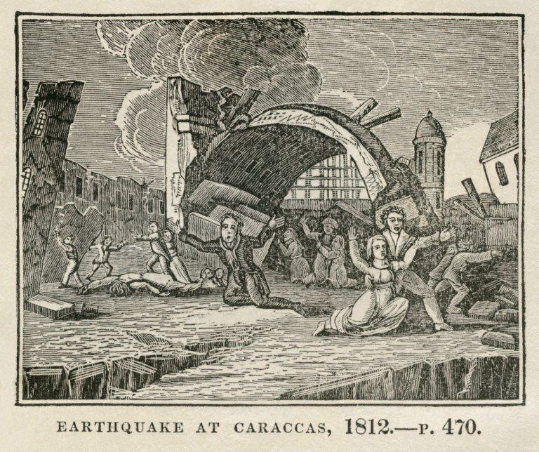 Ilustración del terremoto de 1812 publicada en EEUU