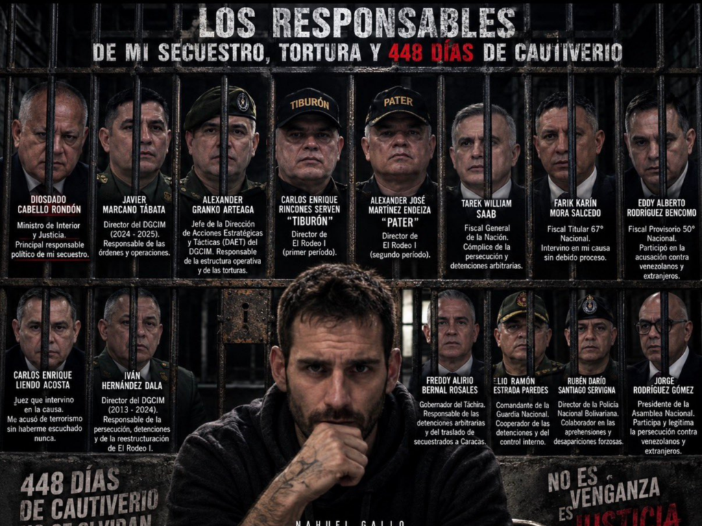«Yo era el preso de Diosdado»: Nahuel Gallo pide captura internacional de implicados en su prisión política